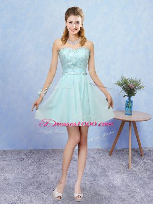 Pretty Mini Length Aqua Blue Wedding Party Dress Sweetheart Sleeveless Lace Up