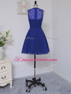 Sleeveless Mini Length Lace Zipper Quinceanera Court of Honor Dress with Royal Blue