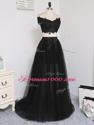 Fashion Black Prom Dress Prom and Party and Beach with Beading Off The Shoulder Sleeveless Zipper
