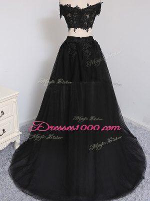 Fashion Black Prom Dress Prom and Party and Beach with Beading Off The Shoulder Sleeveless Zipper