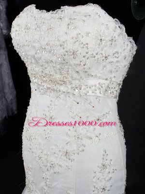 Lace Up Bridal Gown White for Wedding Party with Lace Brush Train