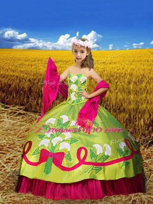 Ball Gowns Girls Pageant Dresses Olive Green Spaghetti Straps Taffeta Sleeveless Floor Length Lace Up