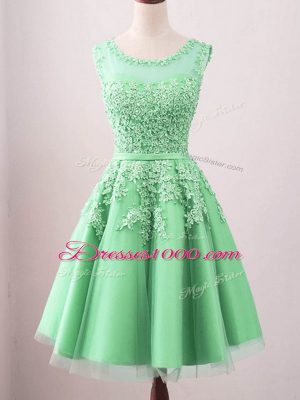 Eye-catching Green Wedding Party Dress Prom and Party and Wedding Party with Lace Scoop Sleeveless Lace Up