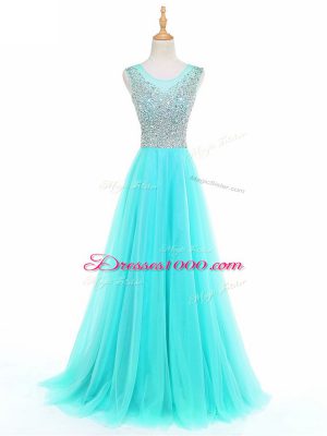 Sumptuous Aqua Blue Sleeveless Tulle Side Zipper for Prom and Party and Military Ball and Sweet 16