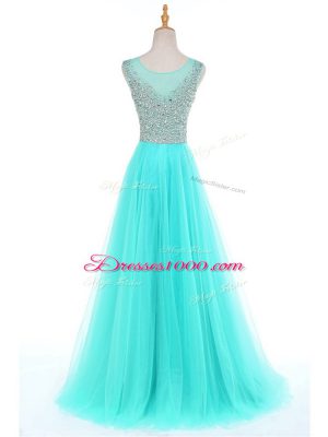 Sumptuous Aqua Blue Sleeveless Tulle Side Zipper for Prom and Party and Military Ball and Sweet 16