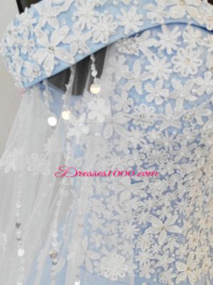 Tulle Sleeveless Wedding Dresses Watteau Train and Appliques