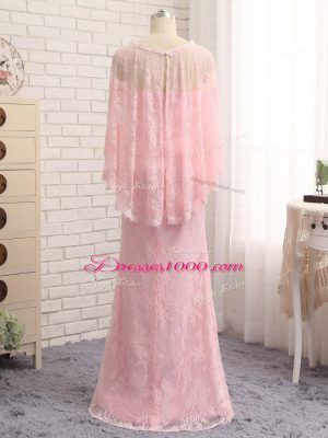 Exceptional Sleeveless Lace Floor Length Zipper Mother of Bride Dresses in Baby Pink with Beading and Lace and Appliques