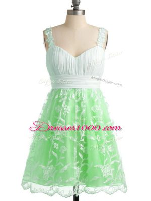 Fantastic Empire Court Dresses for Sweet 16 Apple Green Straps Lace Sleeveless Knee Length Lace Up