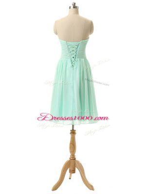 Excellent Sweetheart Sleeveless Chiffon Quinceanera Court of Honor Dress Ruching Lace Up