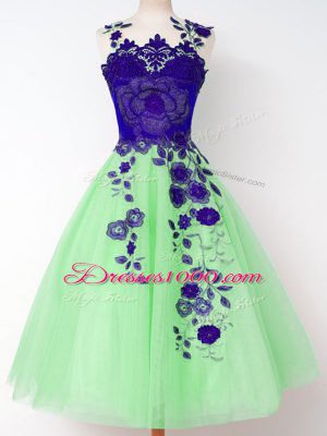 Luxury Appliques Quinceanera Court Dresses Lace Up Sleeveless Knee Length
