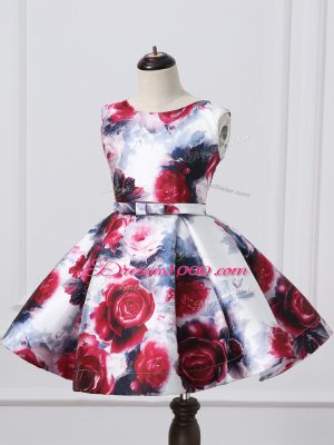 Eye-catching Multi-color Sleeveless Printed Zipper Pageant Gowns For Girls for Wedding Party