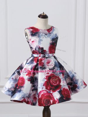 Eye-catching Multi-color Sleeveless Printed Zipper Pageant Gowns For Girls for Wedding Party