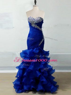 Suitable Floor Length Royal Blue Evening Dress Sweetheart Sleeveless Zipper