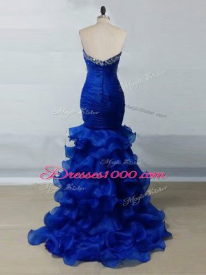 Suitable Floor Length Royal Blue Evening Dress Sweetheart Sleeveless Zipper