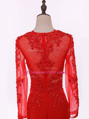 Chiffon Long Sleeves Floor Length Mother of Bride Dresses and Lace and Appliques