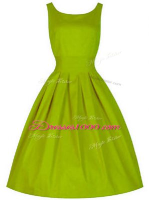 Olive Green Sleeveless Taffeta Lace Up Dama Dress for Quinceanera for Prom and Party and Wedding Party