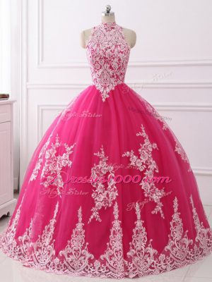 Tulle Sleeveless Floor Length Quinceanera Dress and Lace