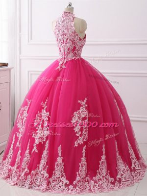 Tulle Sleeveless Floor Length Quinceanera Dress and Lace