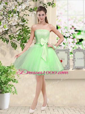 Top Selling Tulle Lace Up Sweetheart Sleeveless Knee Length Bridesmaid Dresses Lace and Belt