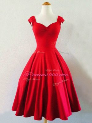 Custom Designed Straps Sleeveless Taffeta Bridesmaid Gown Ruching Lace Up