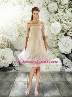 Colorful Tulle Half Sleeves Wedding Dress Court Train and Lace