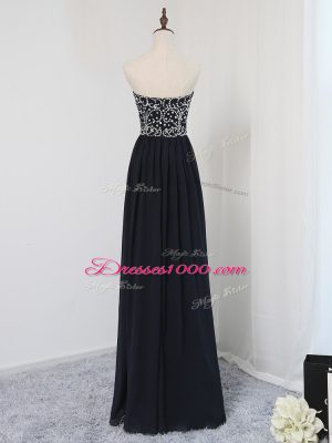 Floor Length Empire Sleeveless Black Prom Gown Zipper