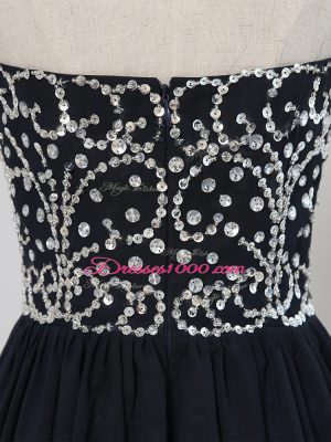 Floor Length Empire Sleeveless Black Prom Gown Zipper