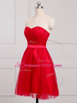 Red Bridesmaid Dress Prom and Party and Wedding Party with Ruching Sweetheart Sleeveless Zipper