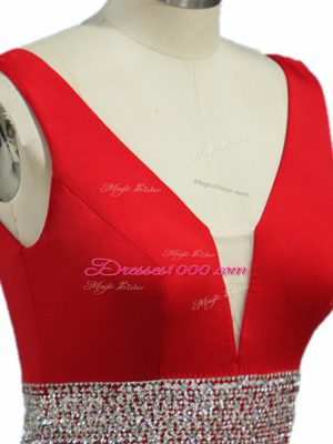 Mermaid Sleeveless Wine Red Homecoming Dress Brush Train Zipper