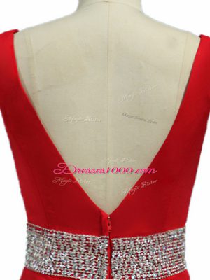 Mermaid Sleeveless Wine Red Homecoming Dress Brush Train Zipper