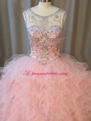 Sleeveless Beading and Ruffles Lace Up Vestidos de Quinceanera