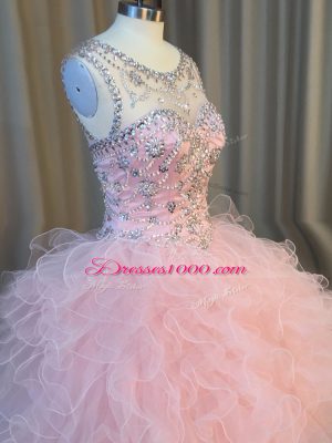 Sleeveless Beading and Ruffles Lace Up Vestidos de Quinceanera