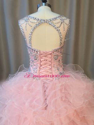 Sleeveless Beading and Ruffles Lace Up Vestidos de Quinceanera