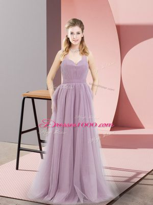 Lilac Halter Top Zipper Ruching Prom Dress Sleeveless