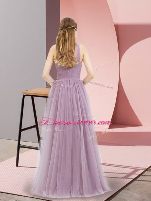 Lilac Halter Top Zipper Ruching Prom Dress Sleeveless