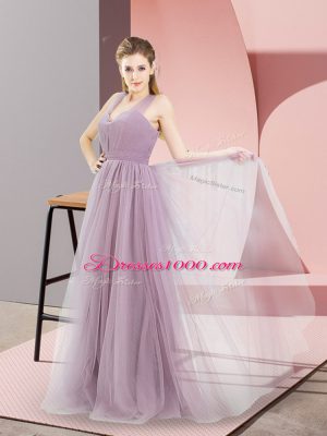 Lilac Halter Top Zipper Ruching Prom Dress Sleeveless