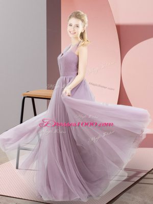 Lilac Halter Top Zipper Ruching Prom Dress Sleeveless