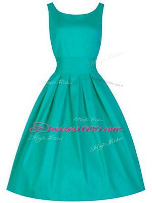 Colorful Turquoise Vestidos de Damas Prom and Party and Wedding Party with Ruching Scoop Sleeveless Lace Up