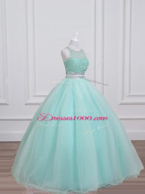 Sleeveless Lace Up Floor Length Beading Ball Gown Prom Dress