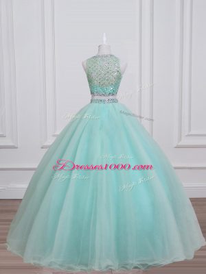 Sleeveless Lace Up Floor Length Beading Ball Gown Prom Dress