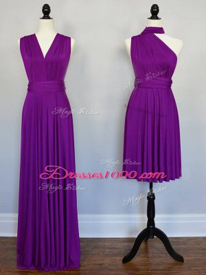 Best Selling Purple Chiffon Lace Up Quinceanera Court Dresses Sleeveless Floor Length Beading and Ruching