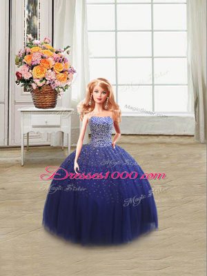 Adorable Beading Sweet 16 Dresses Royal Blue Lace Up Sleeveless Floor Length