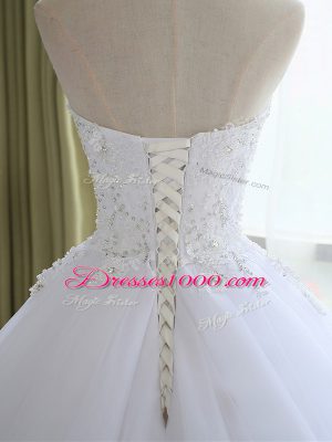 Exquisite Tulle Sleeveless Bridal Gown Court Train and Lace and Appliques