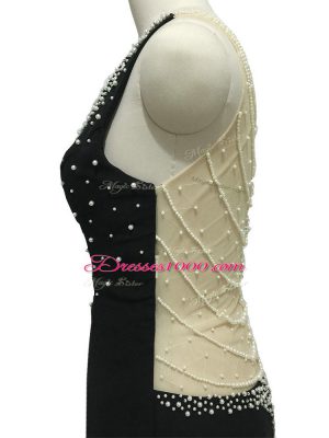 V-neck Sleeveless Chiffon Mother Dresses Beading Brush Train Side Zipper