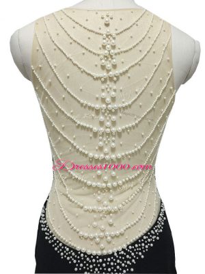 V-neck Sleeveless Chiffon Mother Dresses Beading Brush Train Side Zipper