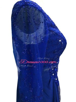 Adorable Royal Blue Sleeveless Beading Floor Length Mother of Groom Dress