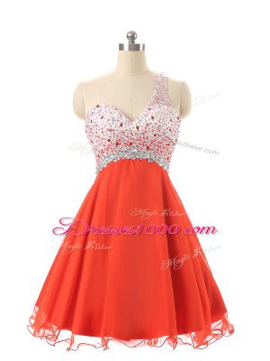 Excellent Mini Length A-line Sleeveless Orange Red Prom Dresses Backless