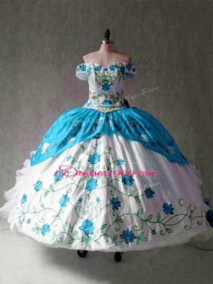 Beautiful Cap Sleeves Embroidery and Ruffles Lace Up Quinceanera Dresses