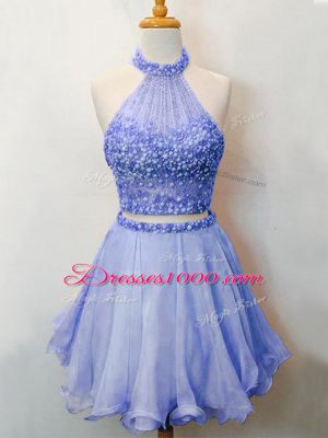 Great Halter Top Sleeveless Organza Quinceanera Court Dresses Beading Lace Up