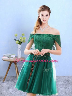 Olive Green Quinceanera Court Dresses Prom and Party with Lace Off The Shoulder Cap Sleeves Lace Up